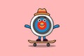 cute cartoon Archery target standing on skateboard Royalty Free Stock Photo