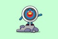 Cute cartoon Archery target standing in stone Royalty Free Stock Photo