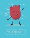 Cute cartoon arrow pierced heart - Valentine`s day concept Royalty Free Stock Photo