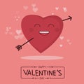 Cute cartoon arrow pierced heart - Valentine`s day concept Royalty Free Stock Photo