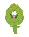 Cute cartoon artichoke character vector illustration isolated o