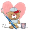 Cute Cartoon Artist Teddy Bear