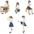 Cute cartoon Asian Thai schoolgirl student in government high sc