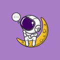 cartoon cute astronaut moon Royalty Free Stock Photo