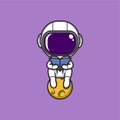 cute cartoon astronaut reading a book Royalty Free Stock Photo