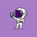 cute cartoon astronaut taking selfie