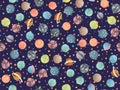 Cute cartoon astronomy seamless pattern. Background with colored solar system planet and exo planets, asronomical Royalty Free Stock Photo