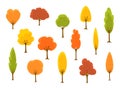 Cute cartoon autumn fall trees collection Royalty Free Stock Photo