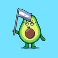 Cute cartoon Avocado with flag Argentina Country