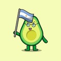 Cute cartoon Avocado with flag of Argentina