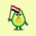 Cute cartoon Avocado with flag of iraq Country