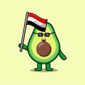 Cute cartoon Avocado with flag of Iraq Country