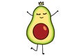 Cute cartoon Avocado. Funny doodle fruit character isolated on white background. Eating healthy concept. Vector illustration Royalty Free Stock Photo