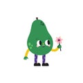 Cute cartoon avocado illustration on a white background