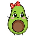 Cute cartoon avocado isolated on white background. Vector illustration. Royalty Free Stock Photo