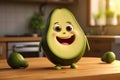 cute cartoon avocado kitchen comic adorable vitamin smile cheerful funny concept delicious