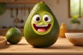 cute cartoon avocado kitchen comic emotion poster smile cheerful funny concept delicious