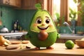 cute cartoon avocado in the kitchen creative eyes kitchen smile cheerful