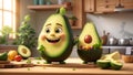 cute cartoon avocado kitchen creative eyes kitchen smile cheerful funny concept delicious