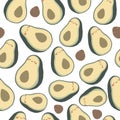 Cute cartoon avocado seamless pattern. Adorable flat fruit vector illustration. Childish healthy food ornament for textile, fabric Royalty Free Stock Photo