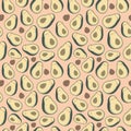Cute cartoon avocado seamless pattern. Adorable flat fruit vector illustration. Childish healthy food ornament for textile, fabric Royalty Free Stock Photo