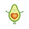 Cute cartoon avocado want to hugs, greeting card. Avocado in love. Vector illustration Royalty Free Stock Photo