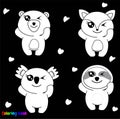 Cute cartoon baby animal for coloring book Royalty Free Stock Photo