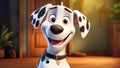 Cute cartoon of a baby dalmatian dog for illustrations for children. AI Generator Royalty Free Stock Photo