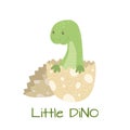 Cute cartoon baby dinosaur hatching from egg Royalty Free Stock Photo