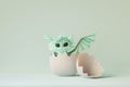 Cute cartoon baby dragon hatches from egg. 3d render