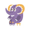 Cute cartoon baby elephant character sitting on a chair vector Illustration Royalty Free Stock Photo