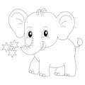 Cute Cartoon Baby Elephant Coloring Page Royalty Free Stock Photo