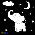 Cute cartoon baby elephant reach for star Royalty Free Stock Photo