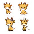 Cute cartoon baby giraffe set. Vector illustration isolated on white background Royalty Free Stock Photo