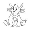 Cute cartoon baby goat. Animal print. Vector illustration isolated on a white background. Royalty Free Stock Photo