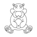 Cute cartoon baby hippo. Animal print. Vector illustration isolated on a white background.