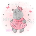 Cute cartoon baby Hippo