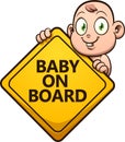 Cute cartoon baby holding a baby on board sign