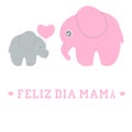 Cute cartoon baby and mom elephant Royalty Free Stock Photo