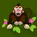 Cute cartoon baby monkey hanging on tree Royalty Free Stock Photo