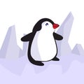 Cute cartoon baby penguin stands on an ice floe, vector illustration of character Royalty Free Stock Photo