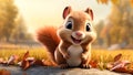 Cute cartoon of a baby squirrel for illustrations for children. AI Generated Royalty Free Stock Photo