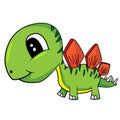 Cute Cartoon Baby Stegosaurus Dinosaur