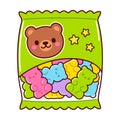 Cute cartoon bag of gummy bears Royalty Free Stock Photo