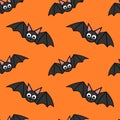 Cute cartoon bat halloween seamless pattern Royalty Free Stock Photo