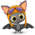 Cute Cartoon Bat in a pilot hat Royalty Free Stock Photo