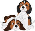 Cute cartoon beagles