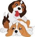 Cute cartoon beagles.