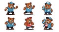 Happy Cartoon Bear Mascot Poses Royalty Free Stock Photo
