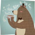 Cute cartoon bear drinking tea Royalty Free Stock Photo